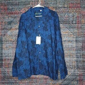 Robert Graham mens blue an black floral paisley pajama shirt 2XL NWT